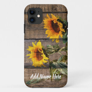 Funda Para iPhone 11 Girasol de madera de grano rústico