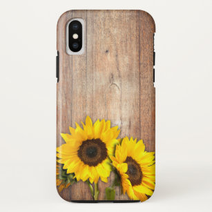 Funda Para iPhone X Girasol de madera de verano rústico