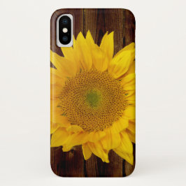 Funda Para iPhone X Girasol en el Vintage Barn Wood Country