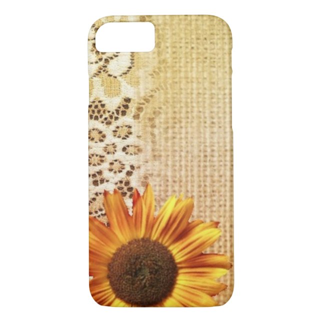 Funda De Case-Mate Para iPhone girasol femenino rústico de la arpillera del (Reverso)