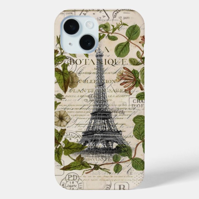 Funda De Case-Mate Para iPhone girasol moderno hojas de hiedra wreath paris eiffe (Reverso )