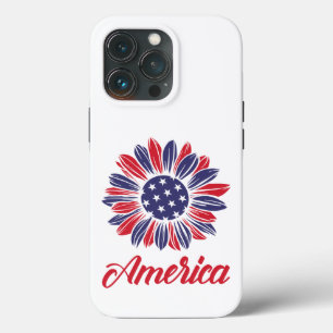 Funda Para iPhone 13 Pro Girasol patriótico americano