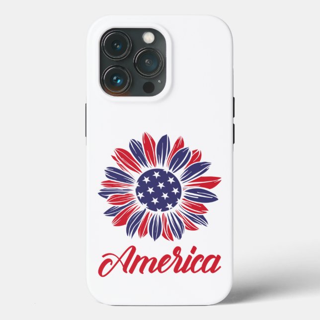 Funda De Case-Mate Para iPhone Girasol patriótico americano (Reverso )