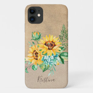 Funda Para iPhone 11 Girasol ruso con nombre