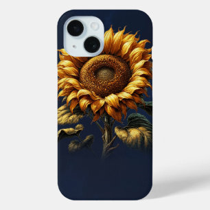 Funda Para iPhone 15 Girasol Rústico Azul