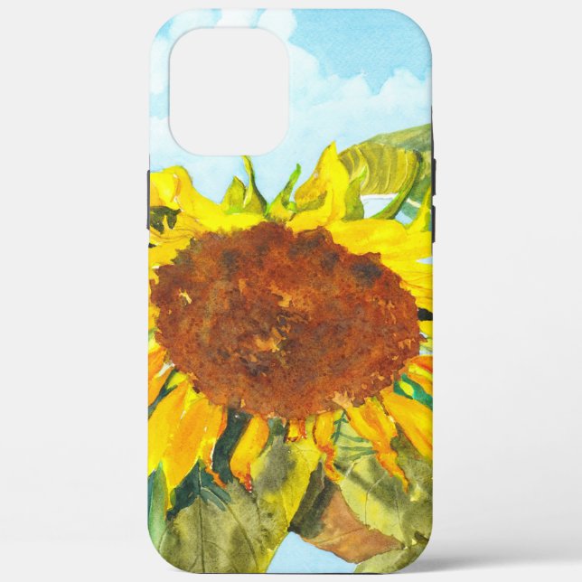 Funda De Case-Mate Para iPhone Girasol único con nubes (Reverso )