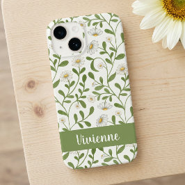Funda Para iPhone 14 De Case-Mate Girasol Verde Blanco Acuarela Nombre Flor Silvestr