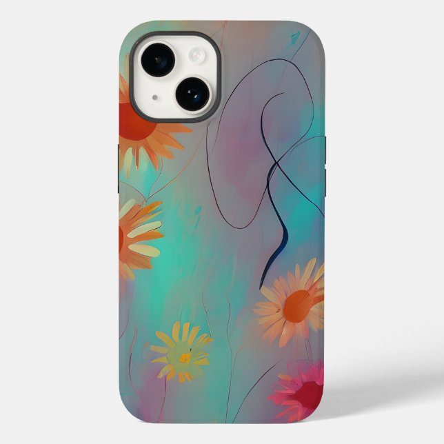 Funda De Case-Mate Para iPhone Girasoles abstractos de tonos apagados (Reverso )