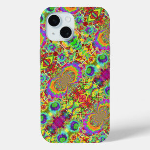 Funda Para iPhone 15 girasoles abstractos   flores retro funky