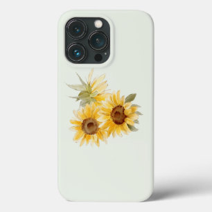 Funda Para iPhone 13 Pro Girasoles Acuarela