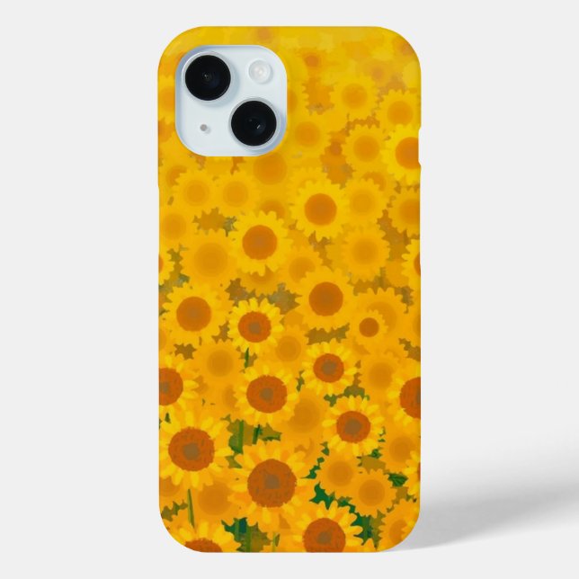 Funda De Case-Mate Para iPhone Girasoles al Acuarela (Reverso )