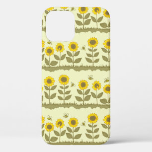 Funda Para iPhone 12 Girasoles y abejas sin fisuras