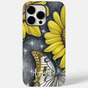 Funda Para iPhone 14 Pro Max De Case-Mate Girasoles y Mariposa Nombre Personalizado Sherpa 