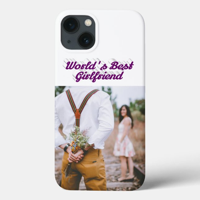 Funda De Case-Mate Para iPhone Girlfriend photo purple script (Reverso)