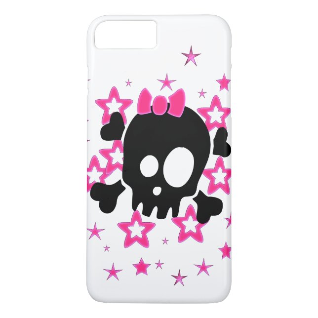 Funda De Case-Mate Para iPhone Girlie Black Skull Personalizado White (Reverso)