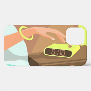 Funda Para iPhone 12 Girls hand pushing on alarm clock snooze button