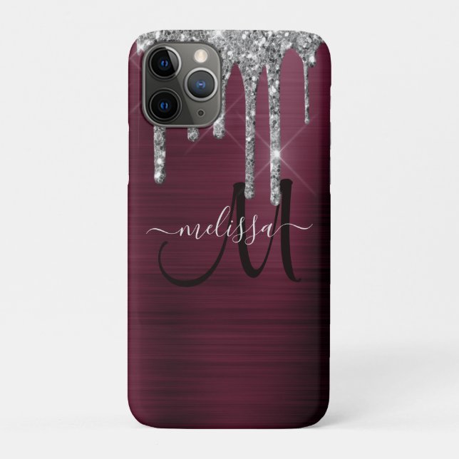 Funda De Case-Mate Para iPhone Girly Burgundy Cepillado Metalizado nombre Purpuri (Reverso)
