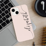 Funda Para iPhone 14 De Case-Mate Girly Monograma caligrafía Rubor Pink<br><div class="desc">Agregue su nombre en letra manuscrita.</div>