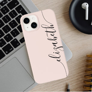 Funda Para iPhone 14 De Case-Mate Girly Monograma caligrafía Rubor Pink