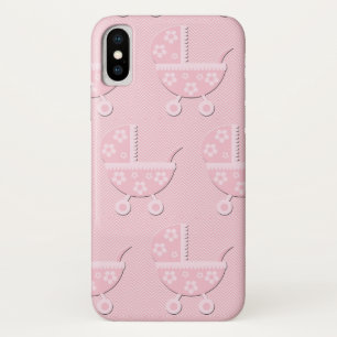 Funda Para iPhone X Girly PInk Baby Carriage Floral