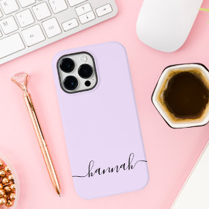 Funda Para iPhone 14 Pro Max De Case-Mate Girly Purple Monograma Moderno Script Personalizad