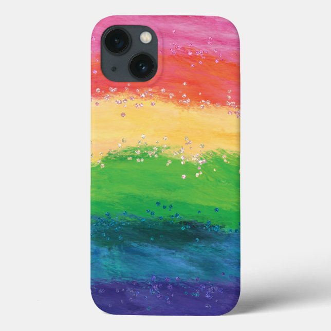 Funda De Case-Mate Para iPhone Girly Purpurina Rainbow (Reverso)