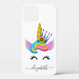 Funda Para iPhone 12 Girly Rainbow Unicorn Añadir nombre