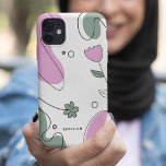 Funda Para iPhone 11 Girly Resumen de dibujos y formas botánicos<br><div class="desc">Dibujo de línea abstracta único y estuche de teléfono personalizado de forma coloreada.</div>