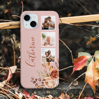 Funda Para iPhone 15 Mini Girly Watercolor Rosas 3-Foto y nombre