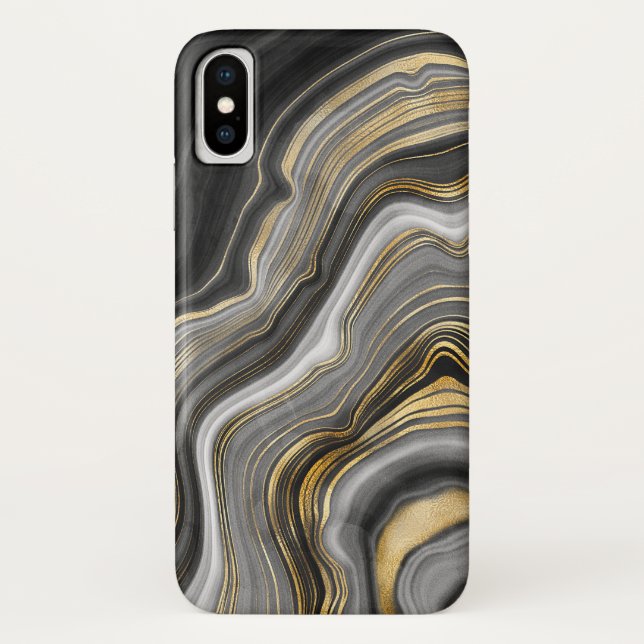 Funda De Case-Mate Para iPhone Giro abstracto en negro y oro (Reverso)