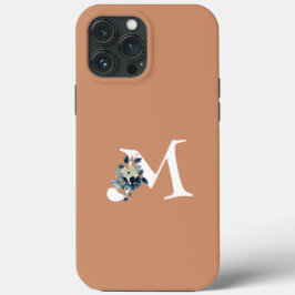 Funda Para iPhone 13 Pro Max Giro floral con gran modernidad rosa inicial