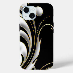 Funda Para iPhone 15 Giro negro, blanco y dorado