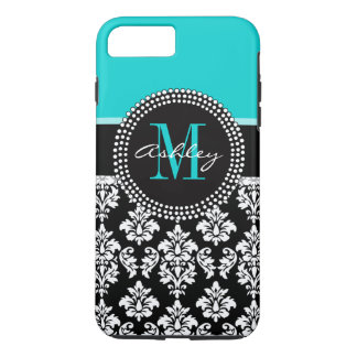 title_seo2 Girona Aqua Black Damask Su Monograma Nombre