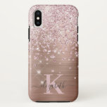 Funda Para iPhone XS Glam Bling Rosa Gold Diamond Confetti Monogramado<br><div class="desc">Elegante, Glam, estuche de iphone de confeti de diamantes de oro de rosa Girly Shiny. El fondo es metalizado, de color dorado, falso subió, salpicado de rosa rosa rosa rosa rosa y de confeti de diamantes blancos. Personaliza con tu nombre y monograma inicial. Tenga en cuenta que este diseño es...</div>