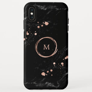 Funda Para iPhone XS Max Glam Faux Gold Look sobre el mármol negro  Monogra