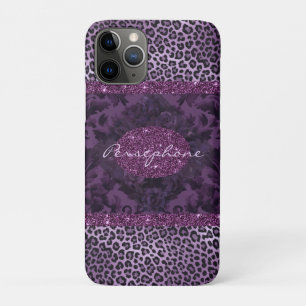 Funda Para iPhone 11 Pro Glam faux sparkle con negro y púrpura