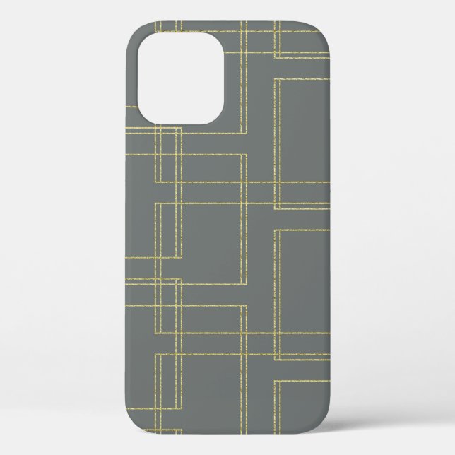 Funda De Case-Mate Para iPhone Glam Geométrico Gris y Oro de moda (Reverso )