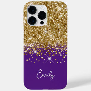 Funda Para iPhone 14 Pro Max De Case-Mate Glam, Purpurina real morado y oro