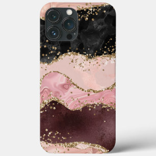 Funda Para iPhone 13 Pro Max Glam Purpurina Rosa de estratos rosados