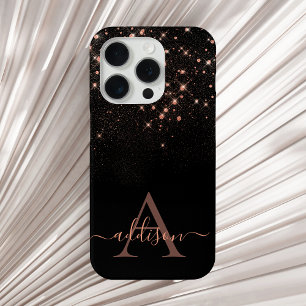 Funda Para iPhone 15 Pro Glam Rosa Purpurina de oro Sparkling Elegante Mono