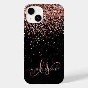 Funda Para iPhone 14 De Case-Mate Glam Rosa Purpurina Oro Elegante Monograma