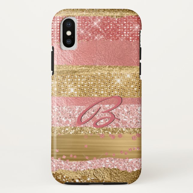 Funda De Case-Mate Para iPhone Glam rosa y oro (Reverso)