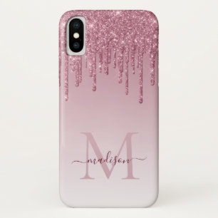 Funda Para iPhone X Glam Rubor Rosa Rosa Purpurina dorado Sparkle Mono
