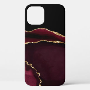 Funda Para iPhone 12 Glamorosa Moda de Agitación de Mármol Negro Oro 