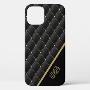 Funda Para iPhone 12 Glamoroso patrón negro acabado en oro personaliza