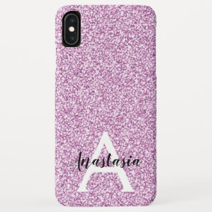 Funda Para iPhone XS Max Glamour Femenino Purpura Brillo Monograma Nombre