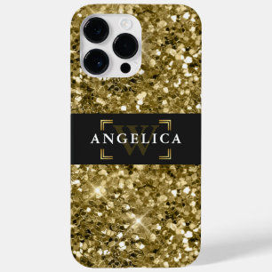 Funda Para iPhone 14 Pro Max De Case-Mate Glamour Monogrammed Sparkle Metallic Gold
