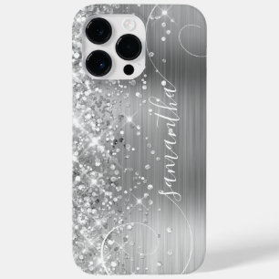 Funda Para iPhone 14 Pro Max De Case-Mate Glamour Plateado Brillante Rizado Firma