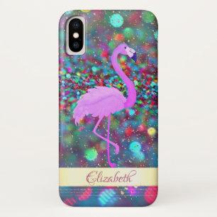 Funda Para iPhone X Glitter Bokeh Confeti Dorado,Flamenco- Personaliz