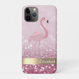 Funda Para iPhone 11 Pro Glitter Bokeh Flamenco Rosa Moderno - Personalizad